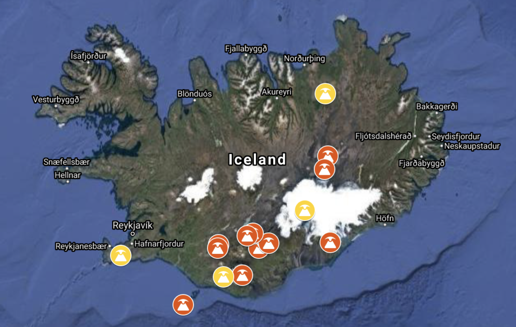 10 largest volcanic eruptions since settlement of Iceland